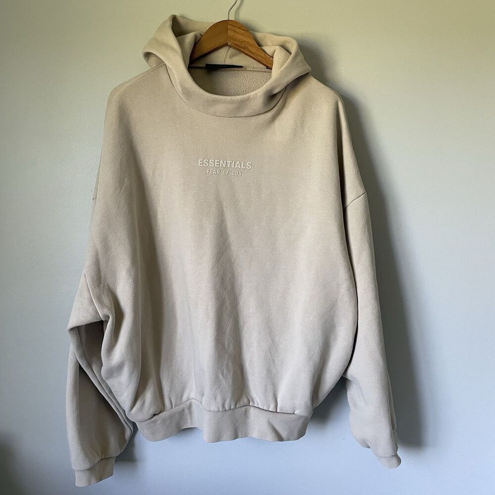 Essentials Fear Of God Hoodie Sweatshirt Oversized Lounge Beige Tan Men's Size L